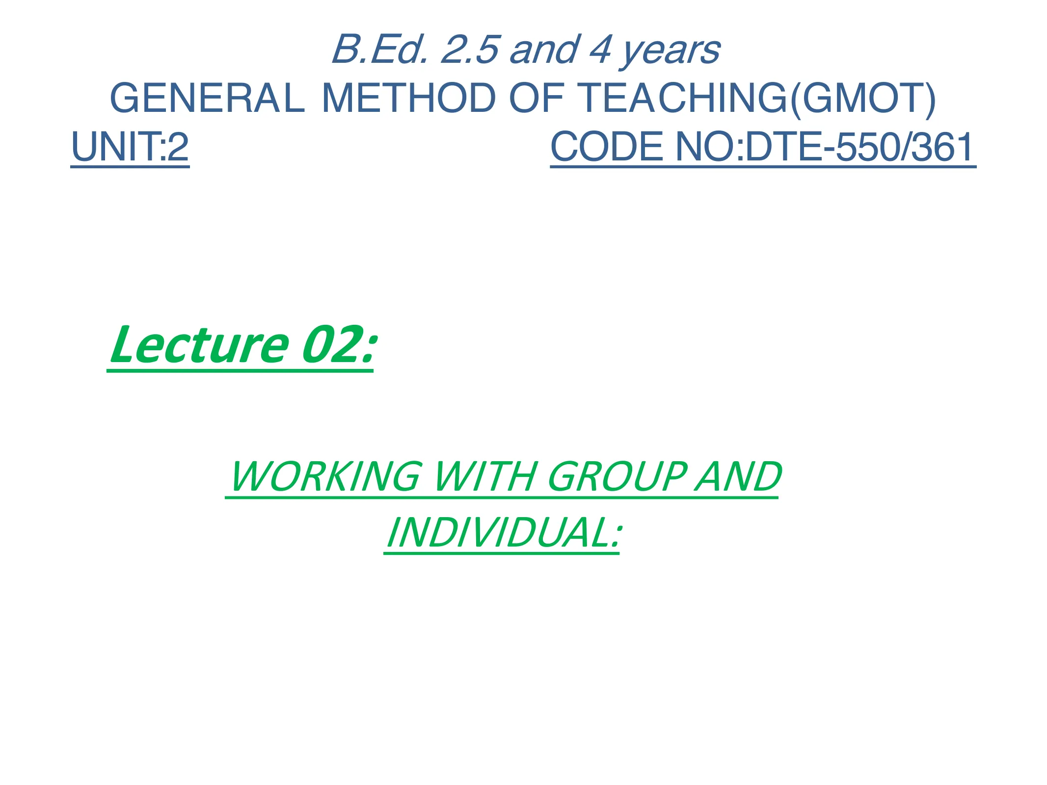 Working with Group and Individuals, page 1