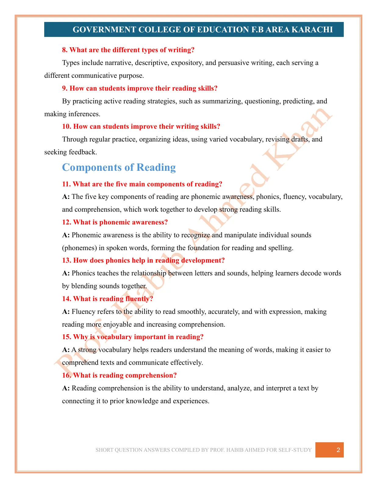 Short Question Answers, page 2