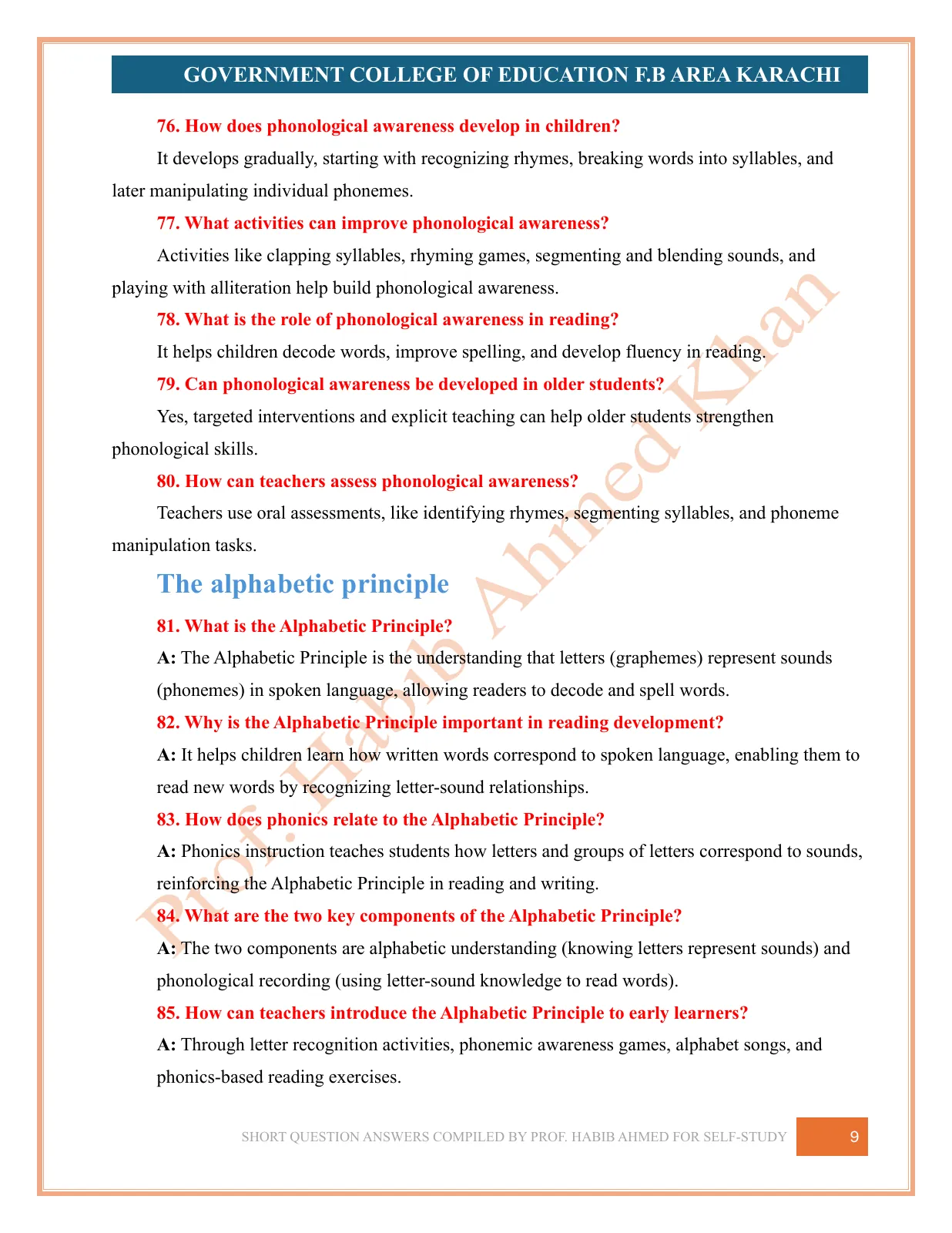 Short Question Answers, page 9