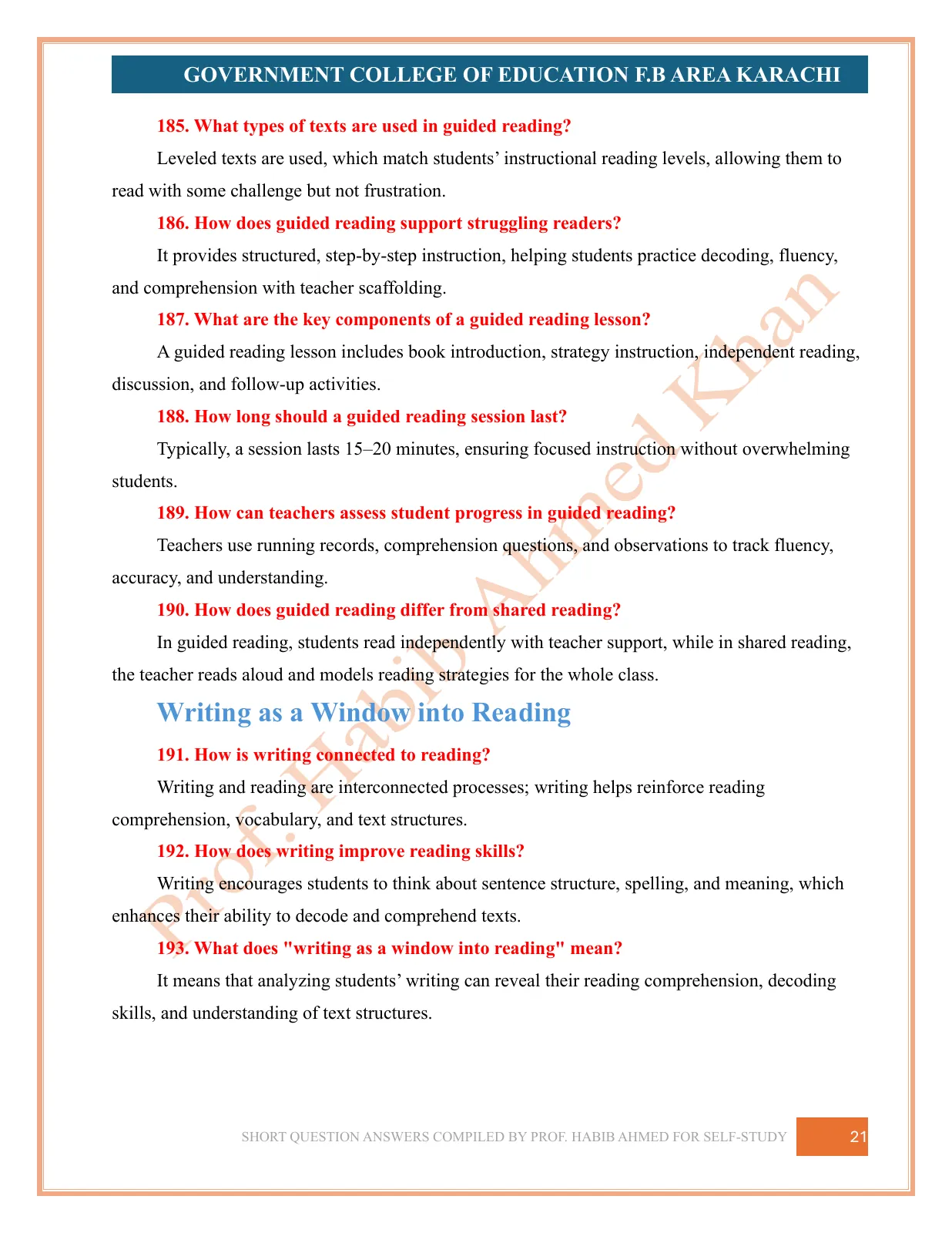 Short Question Answers, page 21