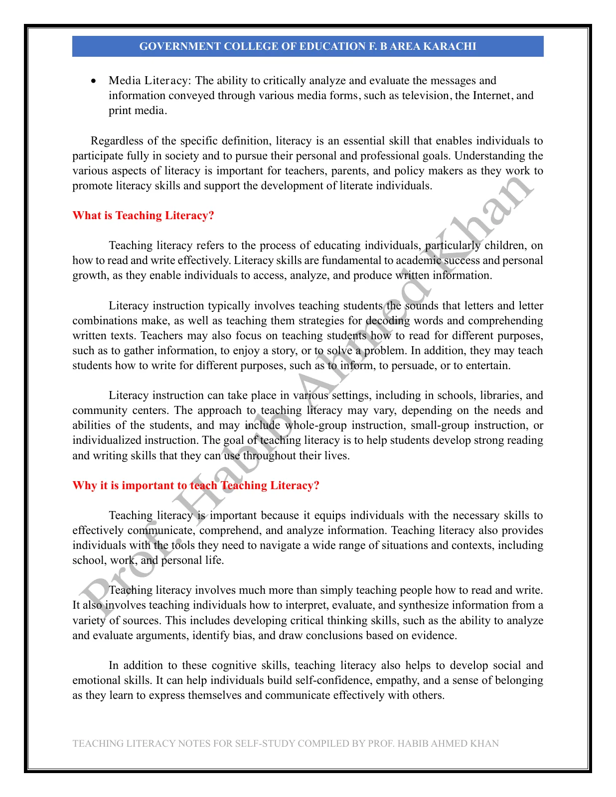 Teaching Literacy Skills, page 2