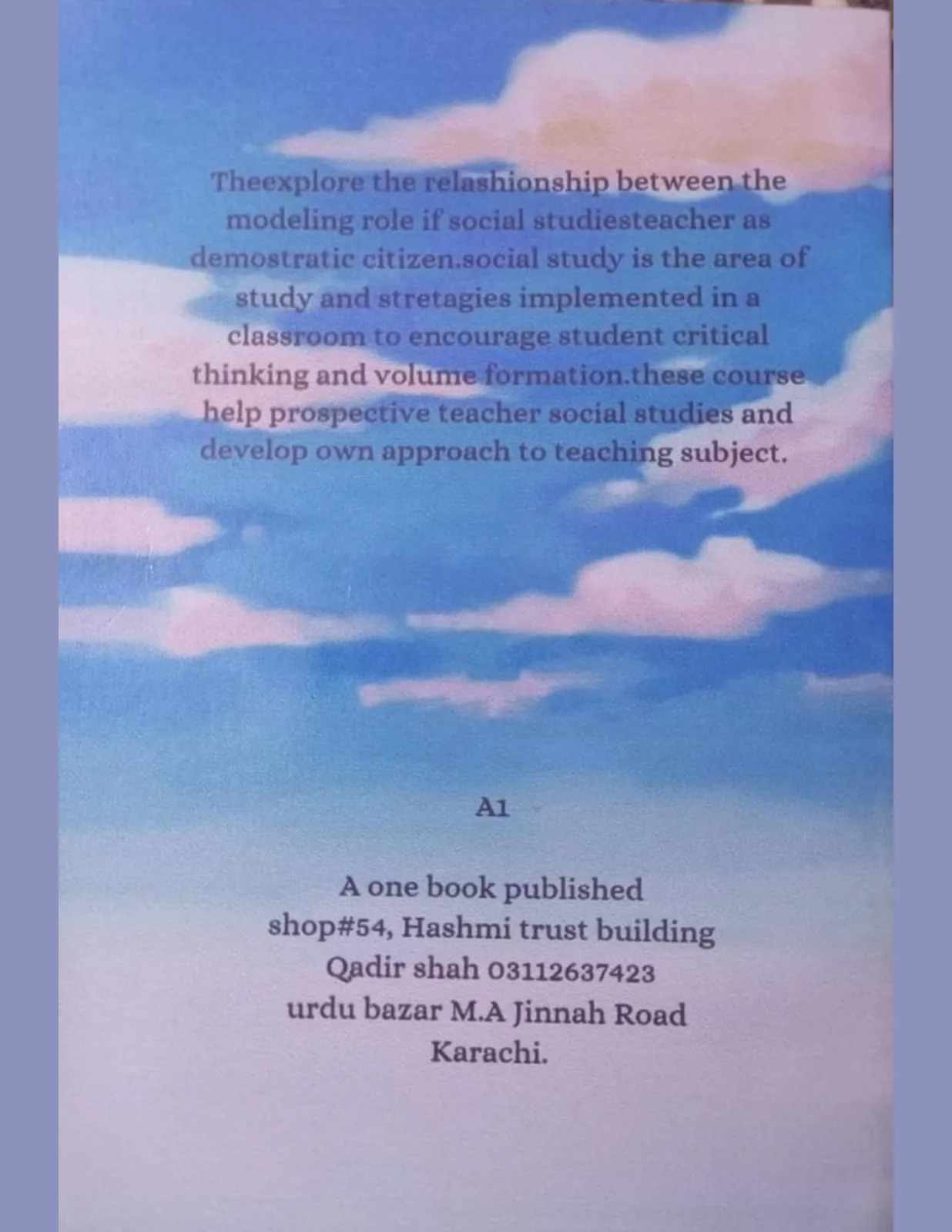 Teaching of Social Studies, back cover